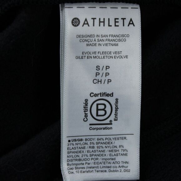 Athleta Vest Womens Small Black Zip Front Athletic Top - Picture 4 of 8